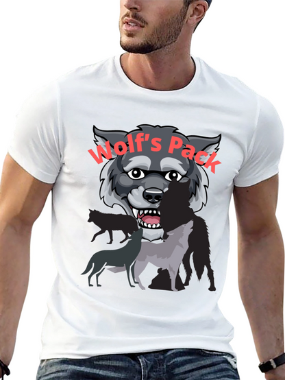 Wolfs Pack Graphic Tee - Black Cotton T-Shirt