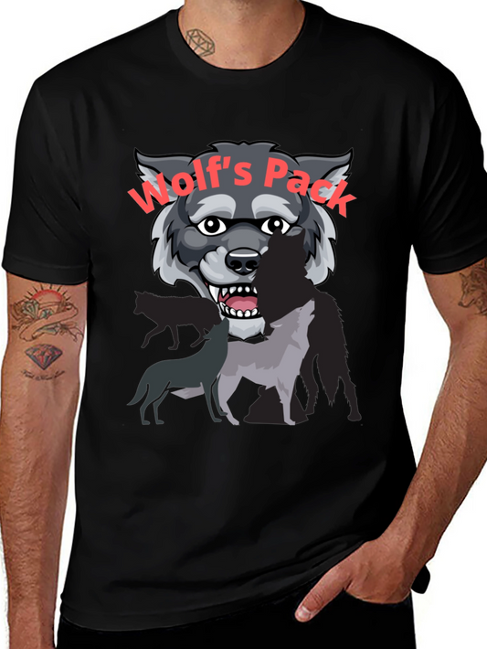 Wolfs Pack Graphic Tee - Black Cotton T-Shirt