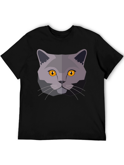 Cat Head Graphic T-Shirt - Modern Geometric Design