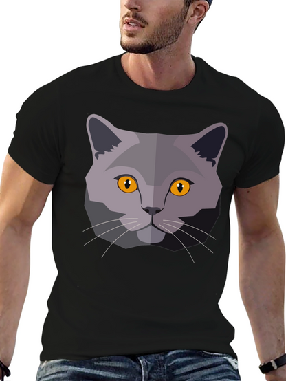 Cat Head Graphic T-Shirt - Modern Geometric Design