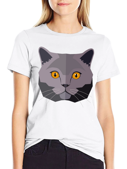 Cat Head Graphic T-Shirt - Modern Geometric Design