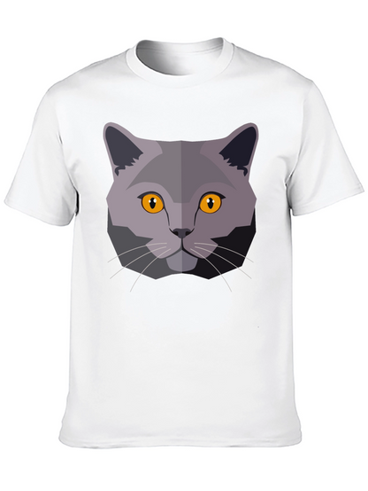 Cat Head Graphic T-Shirt - Modern Geometric Design
