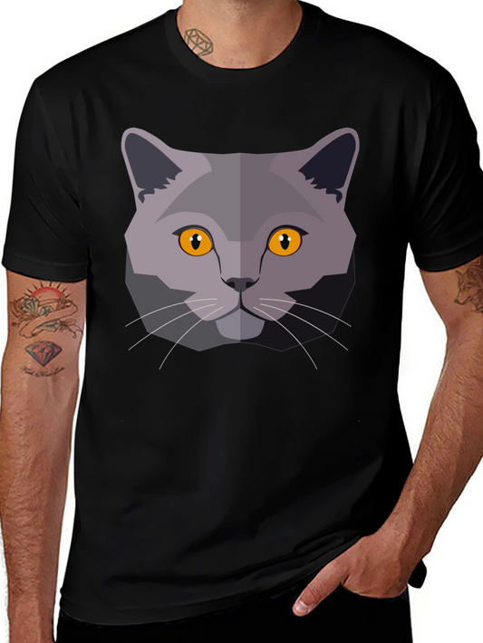Cat Head Graphic T-Shirt - Modern Geometric Design