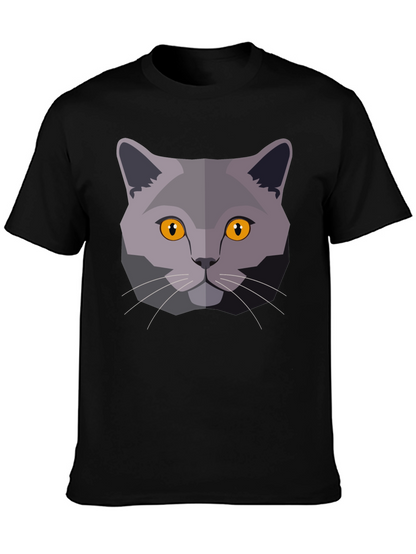 Cat Head Graphic T-Shirt - Modern Geometric Design