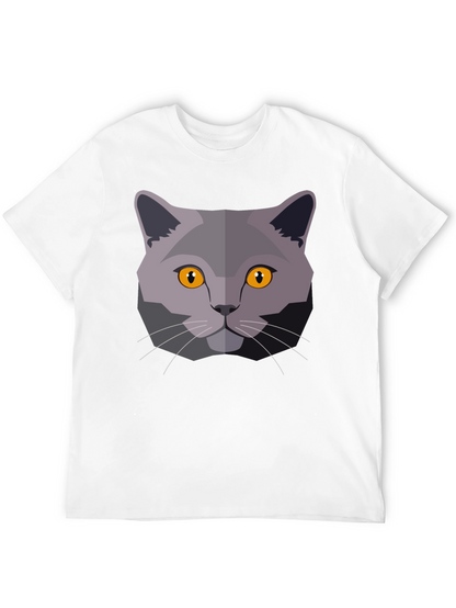 Cat Head Graphic T-Shirt - Modern Geometric Design