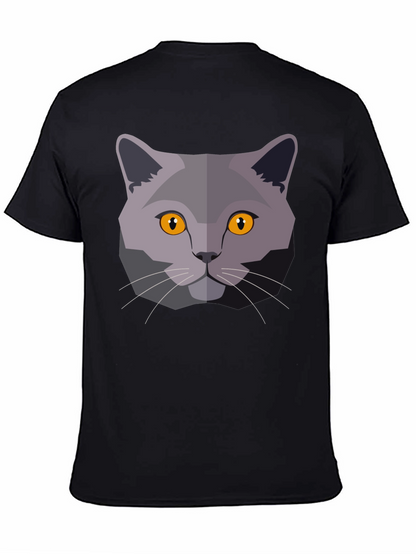 Cat Head Graphic T-Shirt - Modern Geometric Design