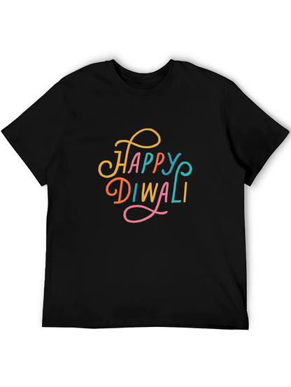 Happy Diwali Graphic Tee - Black Cotton T-Shirt