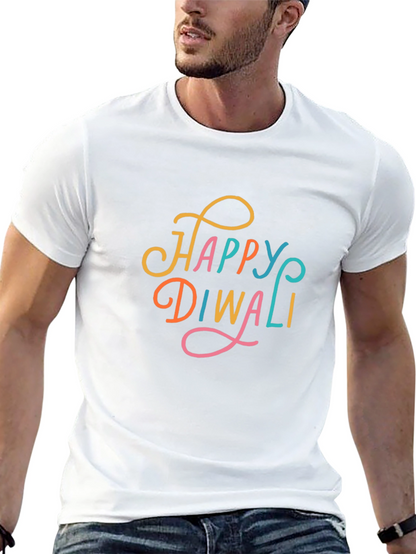 Happy Diwali Graphic Tee - Black Cotton T-Shirt