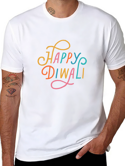 Happy Diwali Graphic Tee - Black Cotton T-Shirt