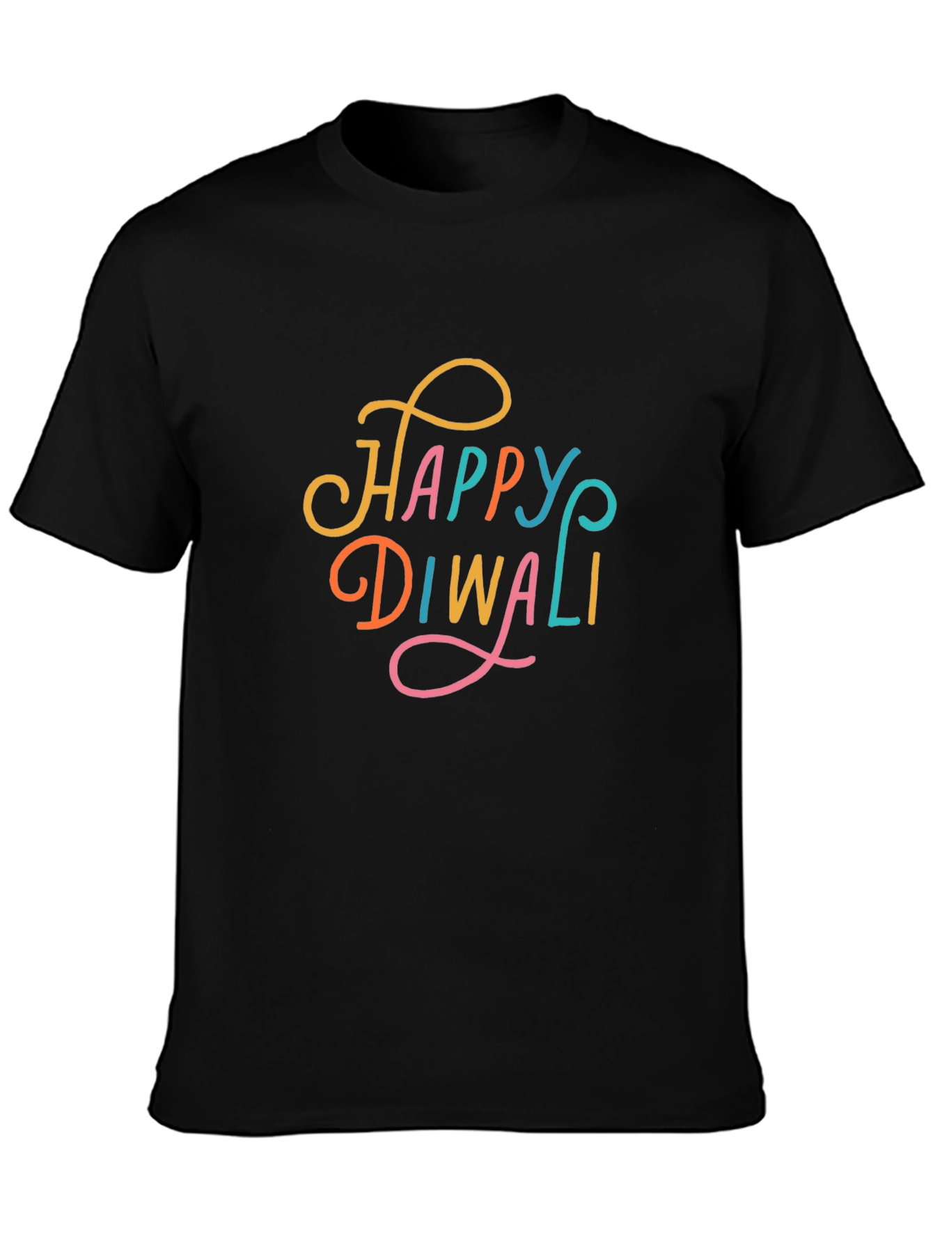 Happy Diwali Graphic Tee - Black Cotton T-Shirt