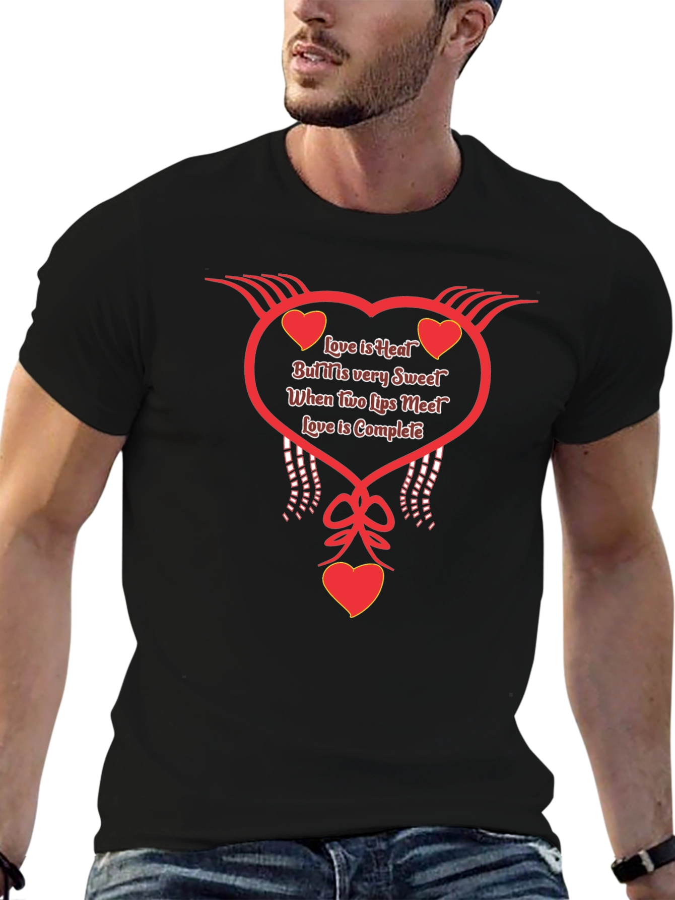 Romantic Love is Heat Heart Graphic Tee - Black