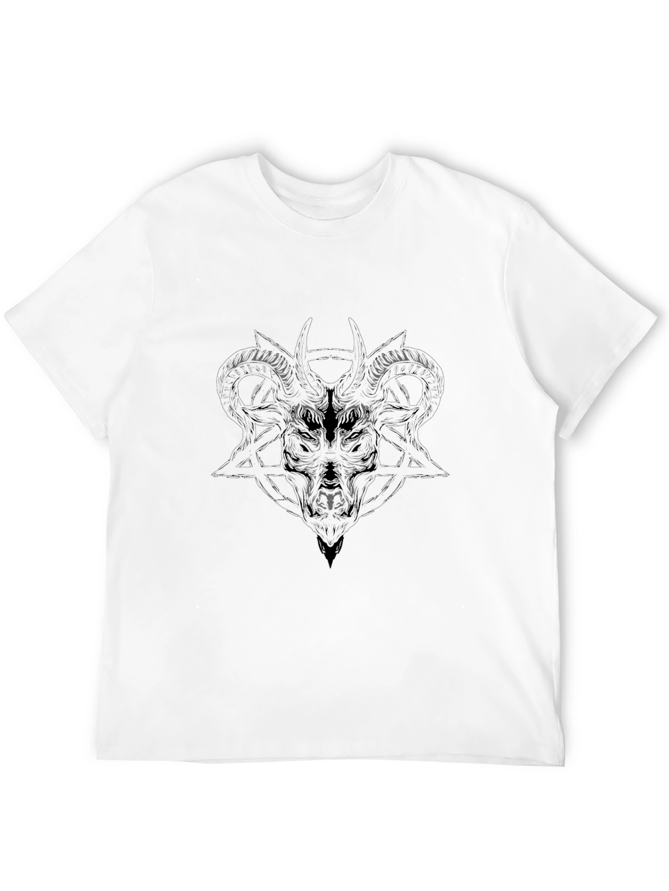 Mens Black Graphic Tee - Baphomet Design