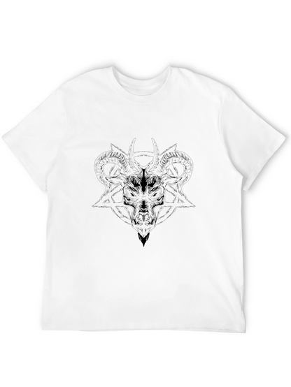 Mens Black Graphic Tee - Baphomet Design