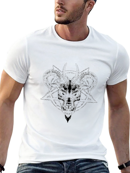 Mens Black Graphic Tee - Baphomet Design