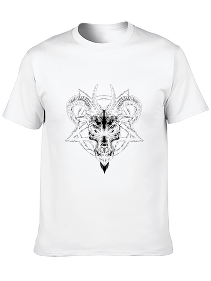 Mens Black Graphic Tee - Baphomet Design