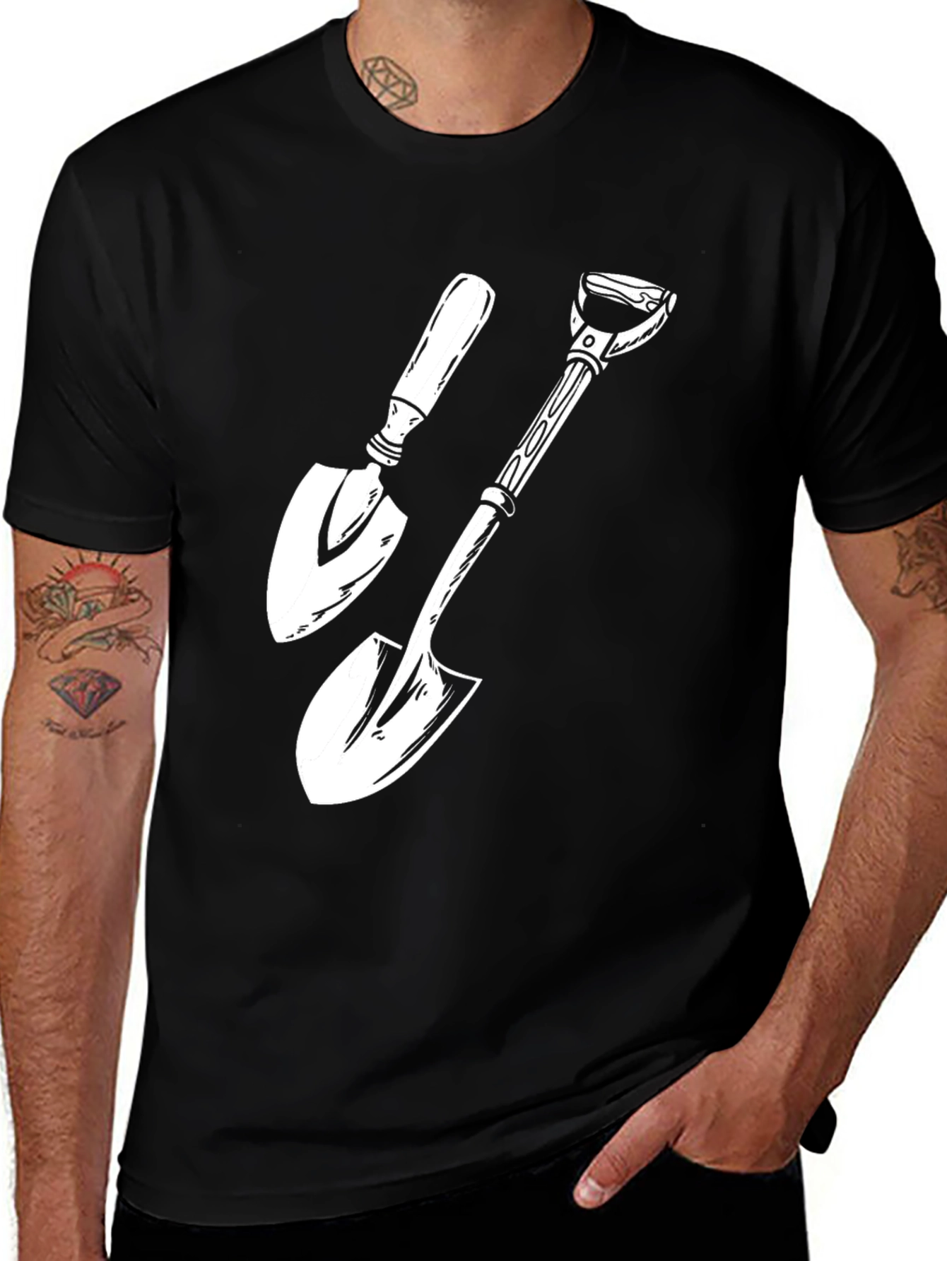 Gardening Shovel T-Shirt - Black Graphic Tee
