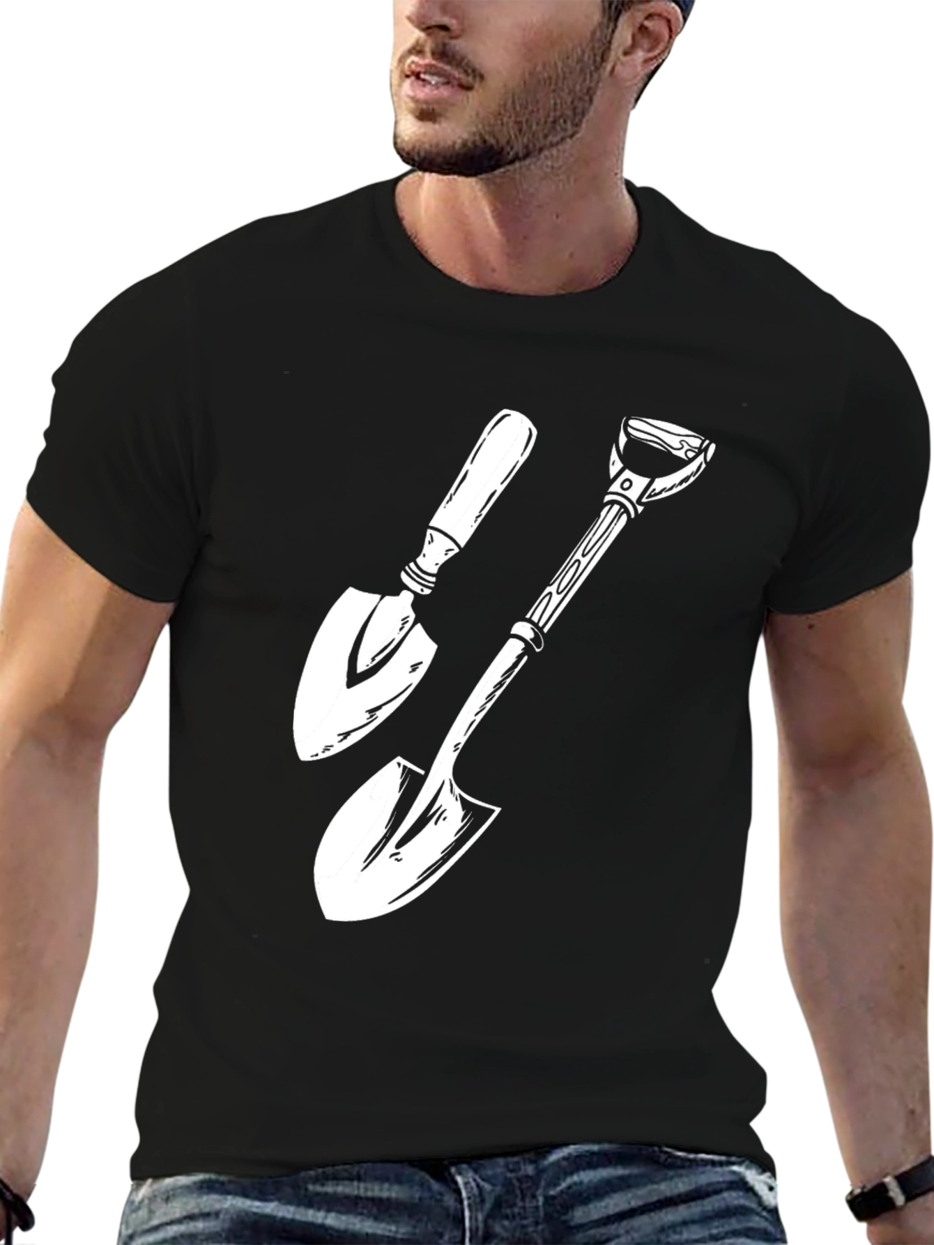 Gardening Shovel T-Shirt - Black Graphic Tee