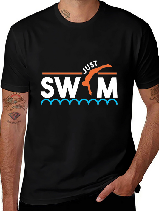 Just Swim T-Shirt - Black Graphic Tee