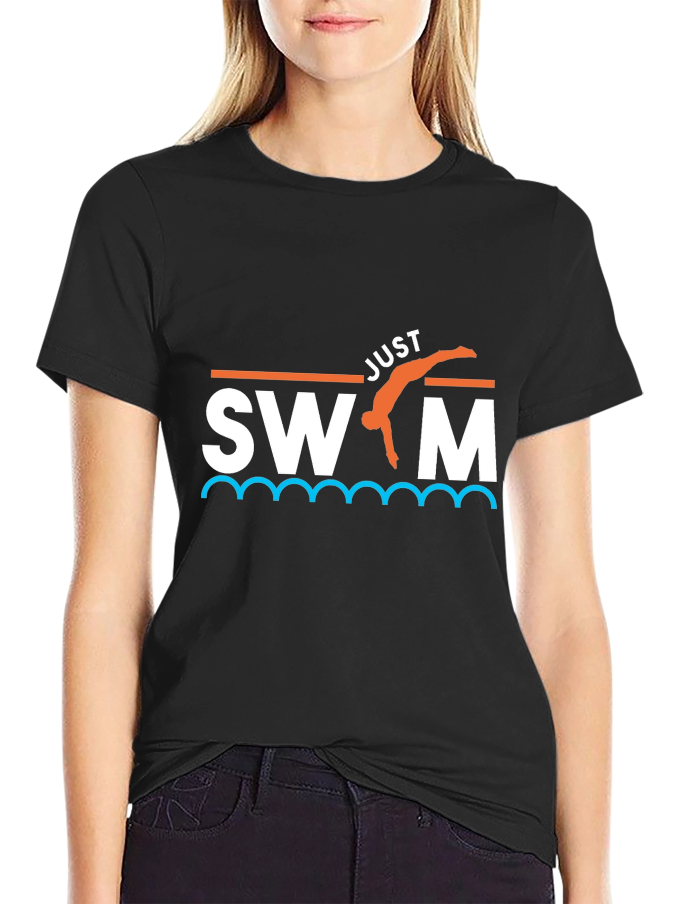 Just Swim T-Shirt - Black Graphic Tee