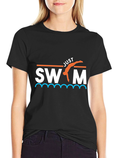 Just Swim T-Shirt - Black Graphic Tee