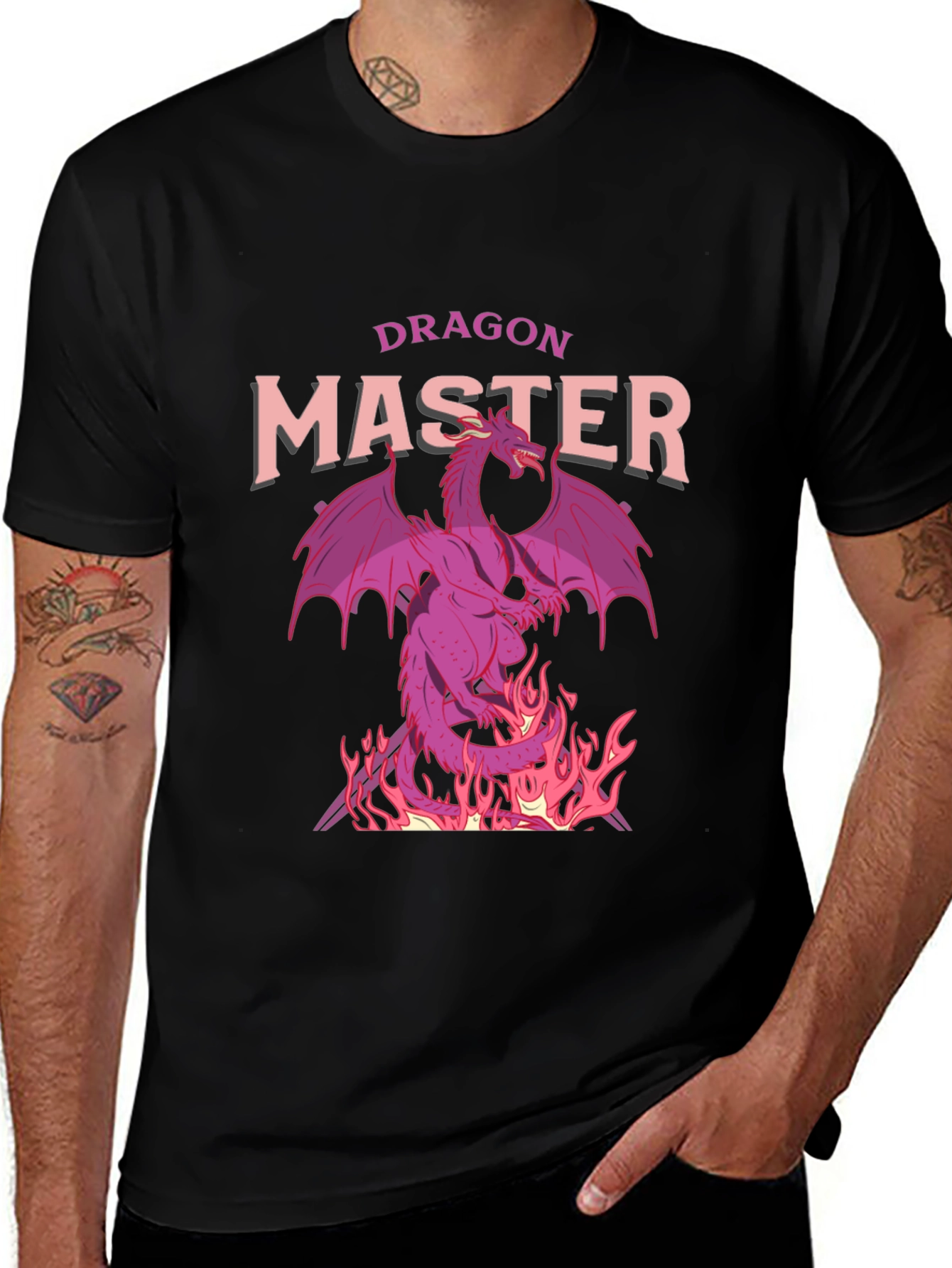 Dragon Master Graphic Tee - Black Cotton T-Shirt