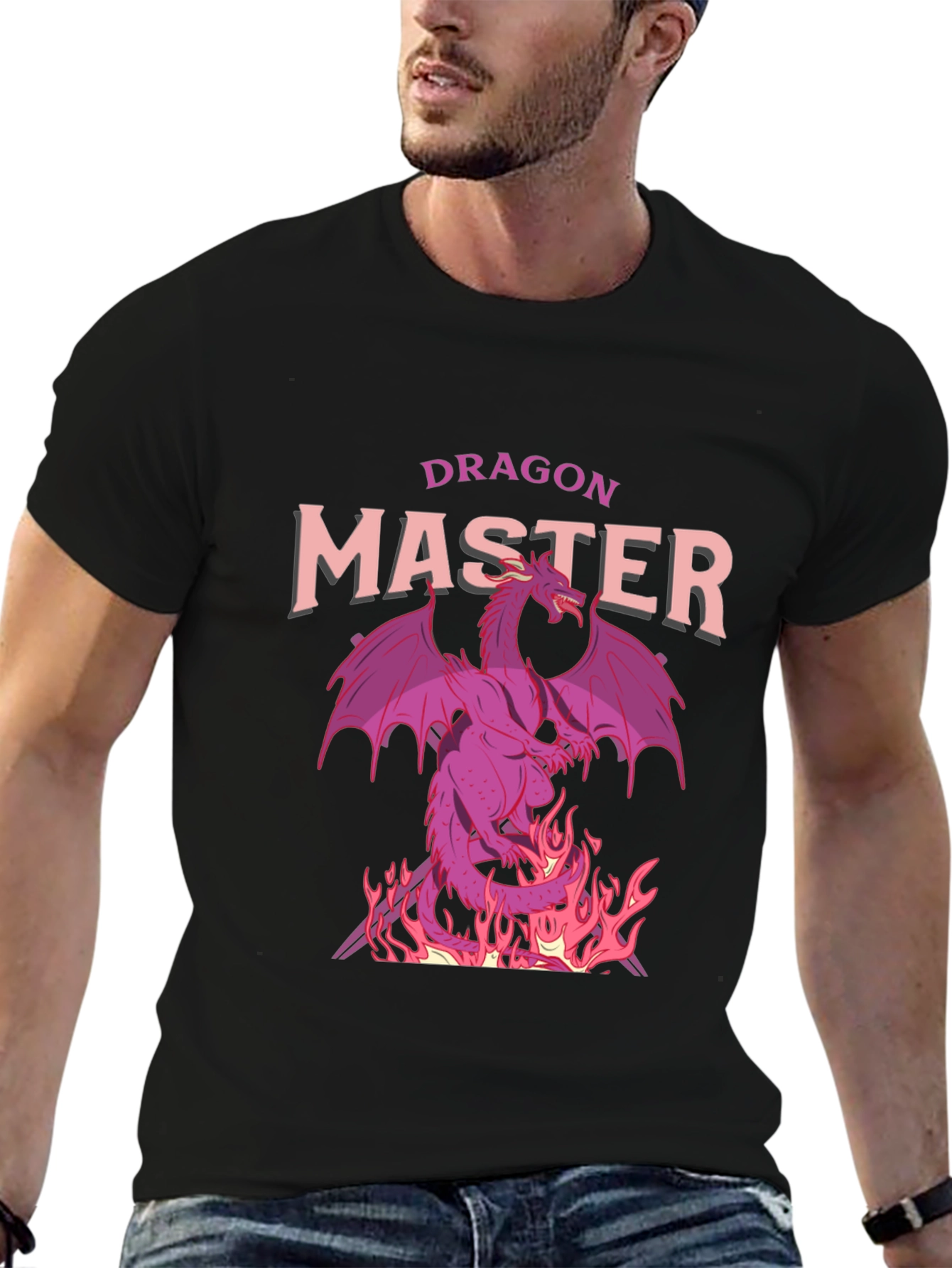 Dragon Master Graphic Tee - Black Cotton T-Shirt