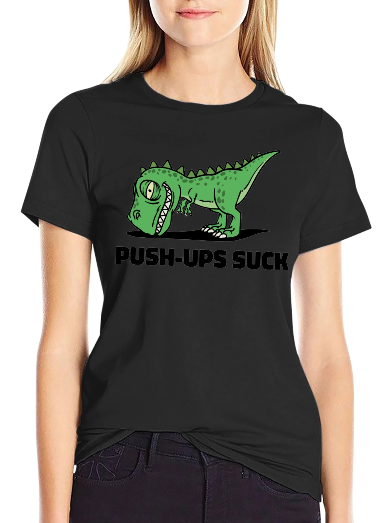 Push-Ups Suck Dino Graphic T-Shirt