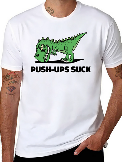 Push-Ups Suck Dino Graphic T-Shirt