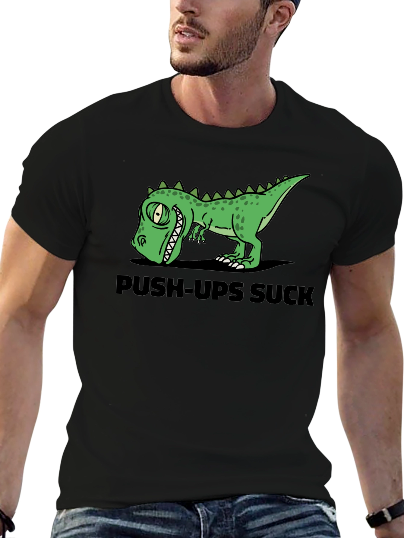 Push-Ups Suck Dino Graphic T-Shirt
