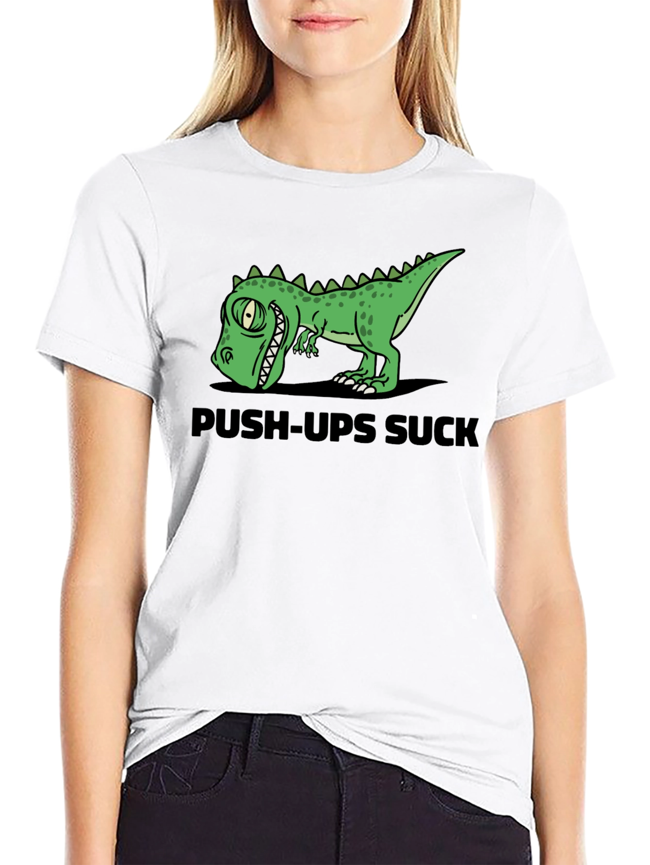 Push-Ups Suck Dino Graphic T-Shirt