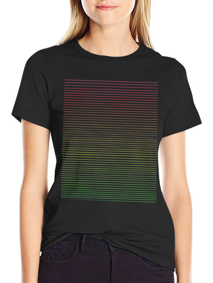 Gradient Stripe Graphic Tee - Modern Casual Black T-Shirt