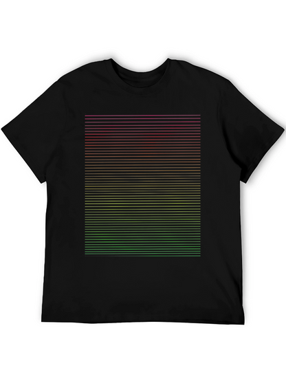 Gradient Stripe Graphic Tee - Modern Casual Black T-Shirt