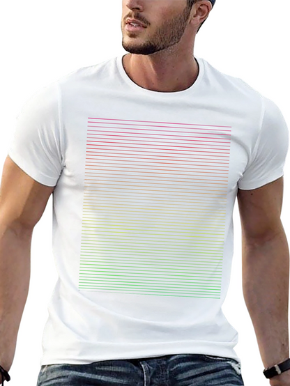 Gradient Stripe Graphic Tee - Modern Casual Black T-Shirt
