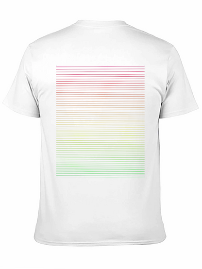 Gradient Stripe Graphic Tee - Modern Casual Black T-Shirt