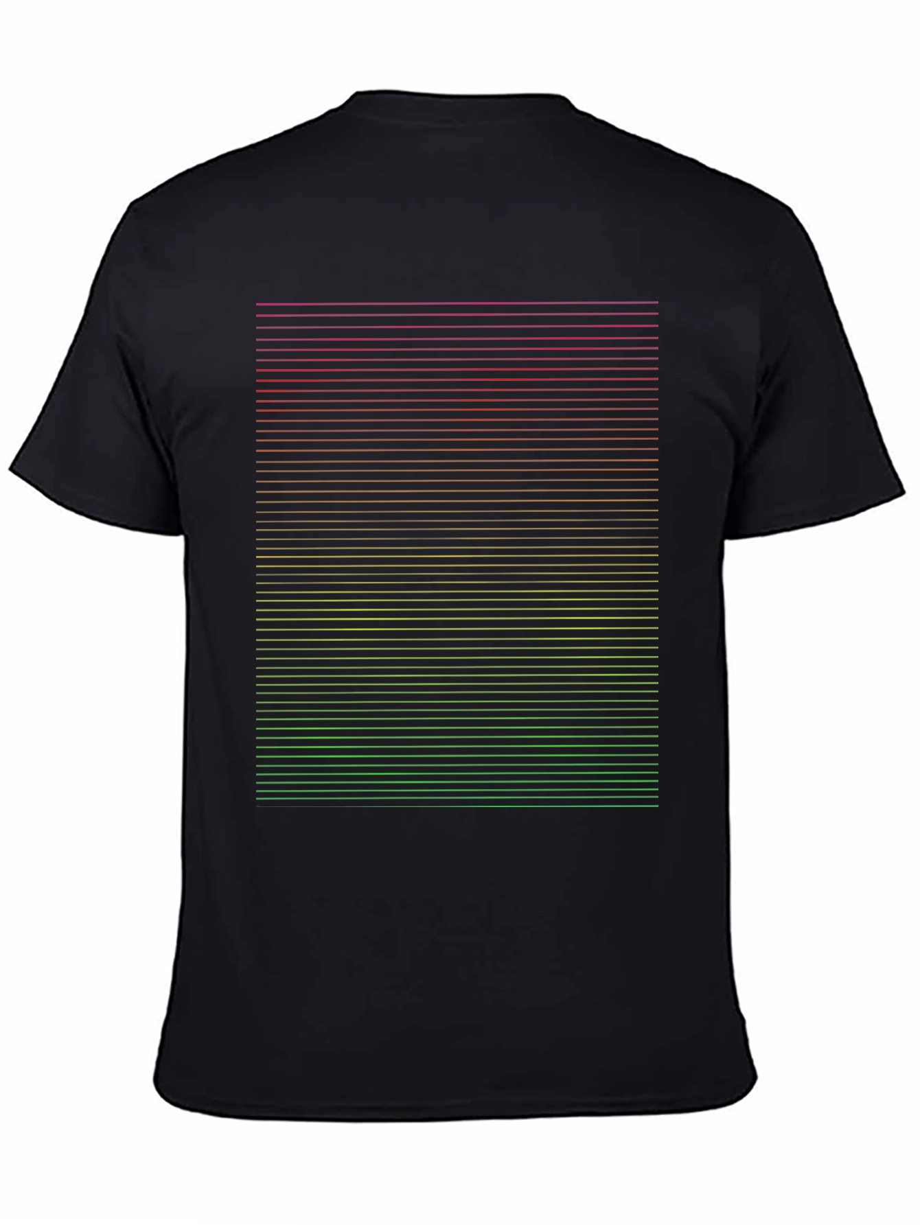 Gradient Stripe Graphic Tee - Modern Casual Black T-Shirt