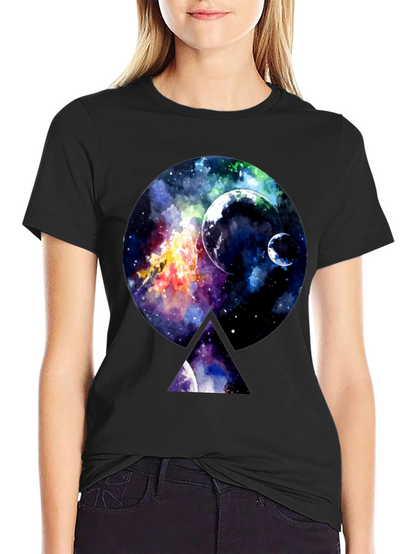 Galaxy Print Black Crewneck T-Shirt