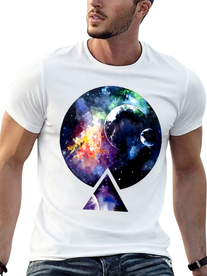 Galaxy Print Black Crewneck T-Shirt