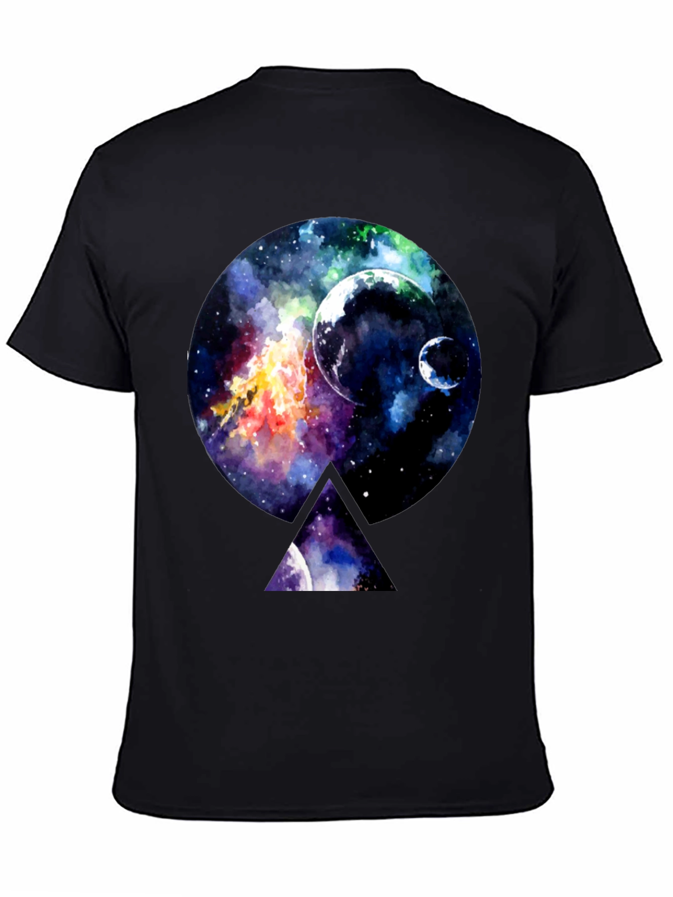 Galaxy Print Black Crewneck T-Shirt
