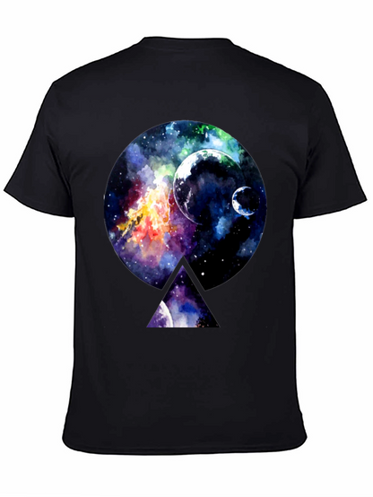 Galaxy Print Black Crewneck T-Shirt