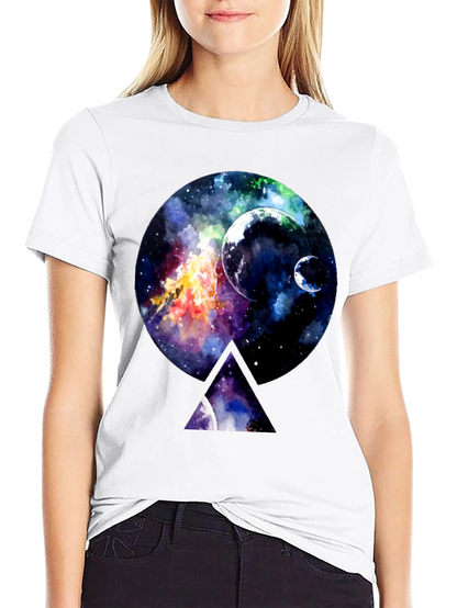 Galaxy Print Black Crewneck T-Shirt