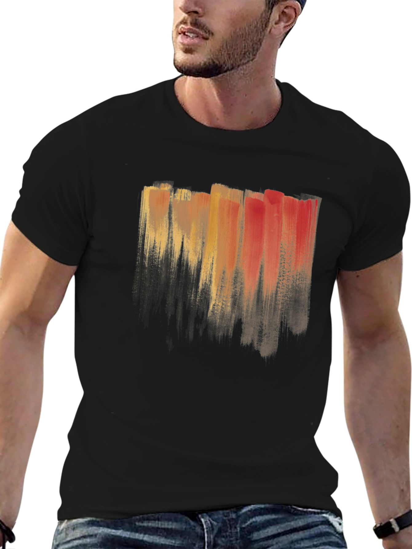 Abstract Brushstroke T-Shirt - Artistic Mens Tee