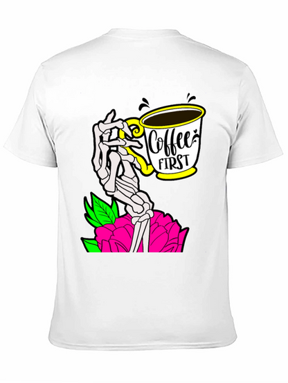 Coffee First Skeleton Hand Graphic Tee - Black