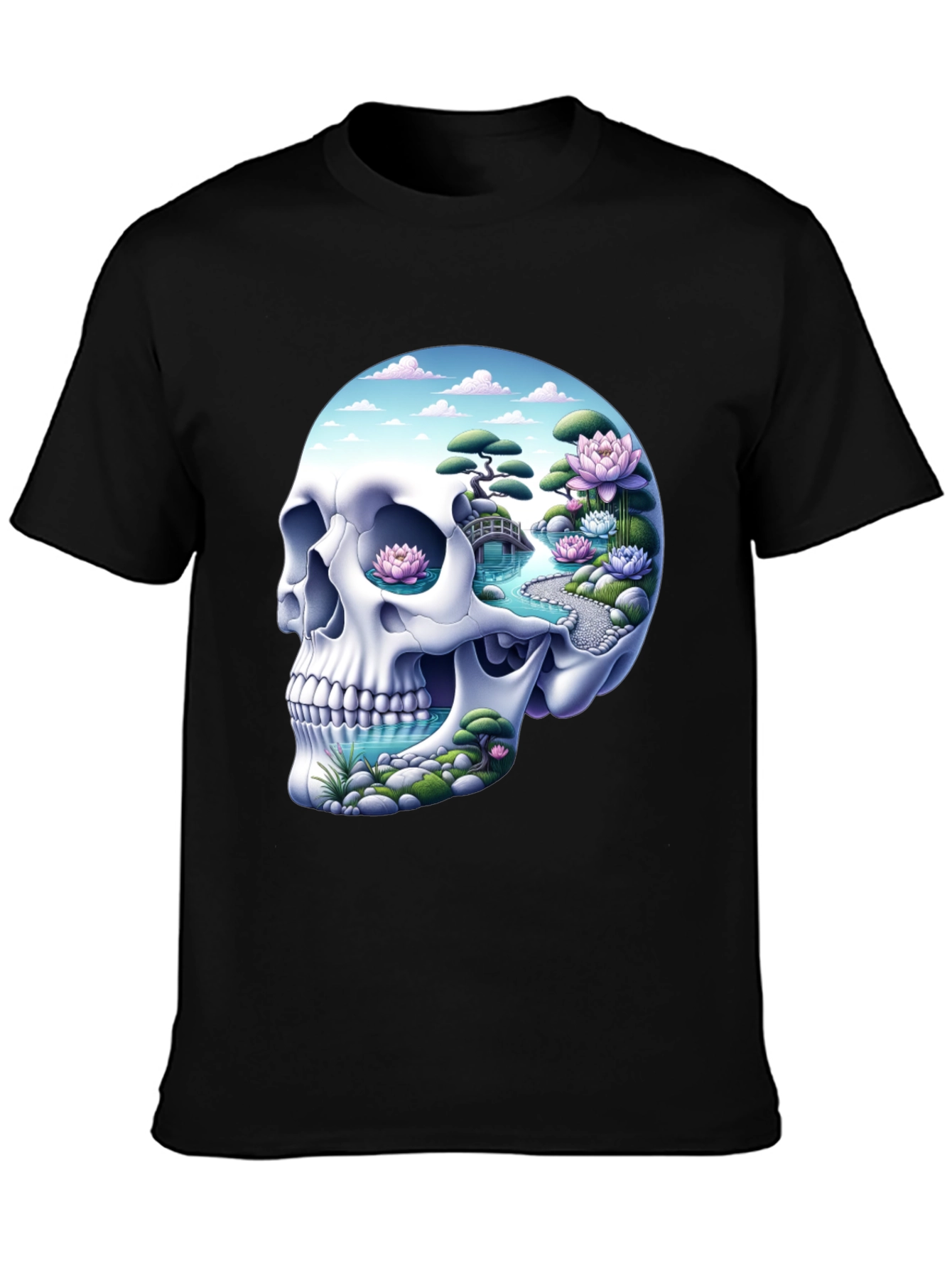 Skull Zen Garden T-Shirt - Unique Graphic Tee