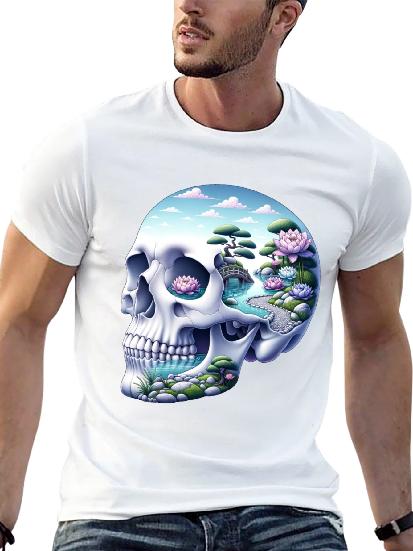 Skull Zen Garden T-Shirt - Unique Graphic Tee