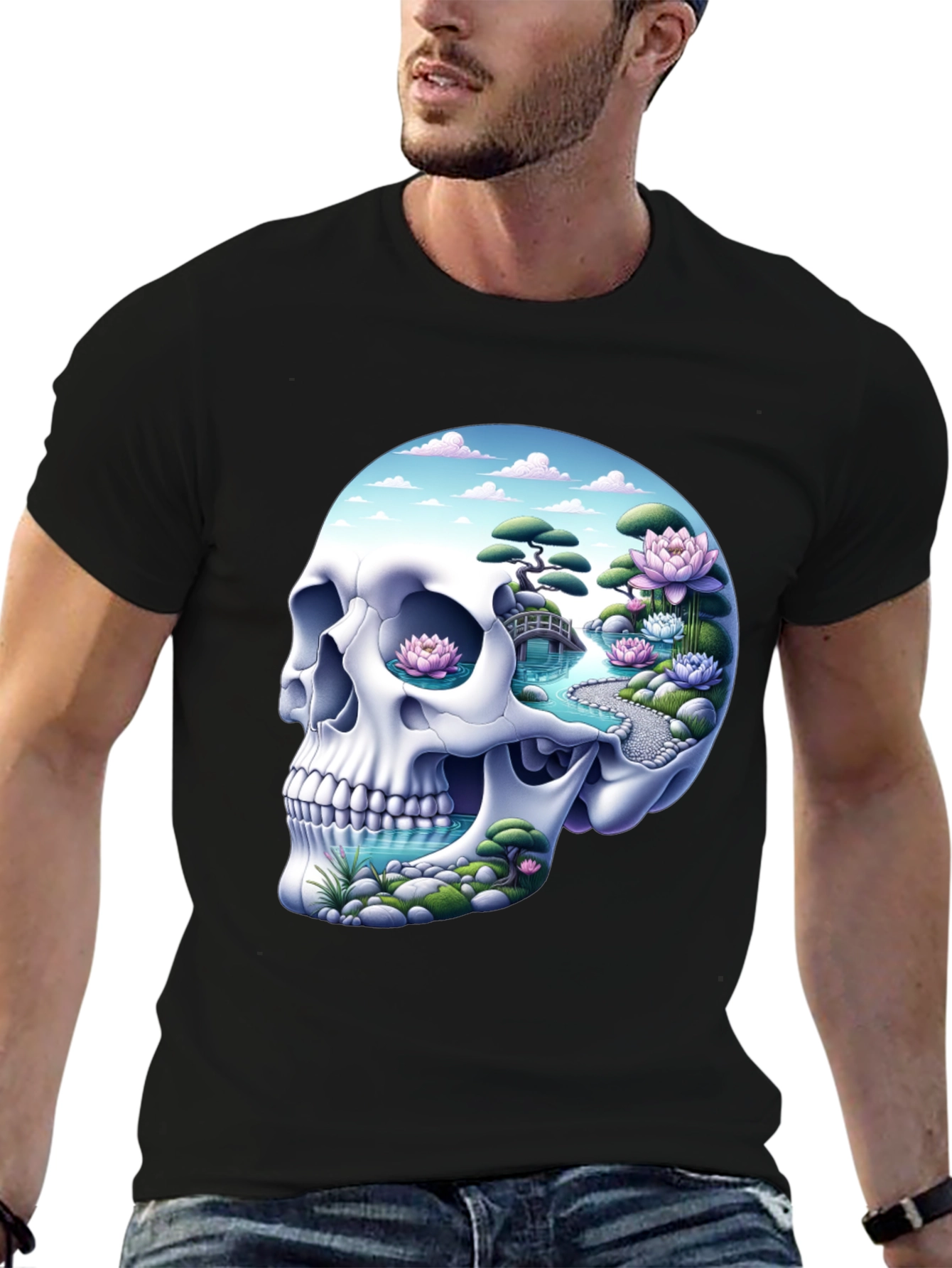 Skull Zen Garden T-Shirt - Unique Graphic Tee