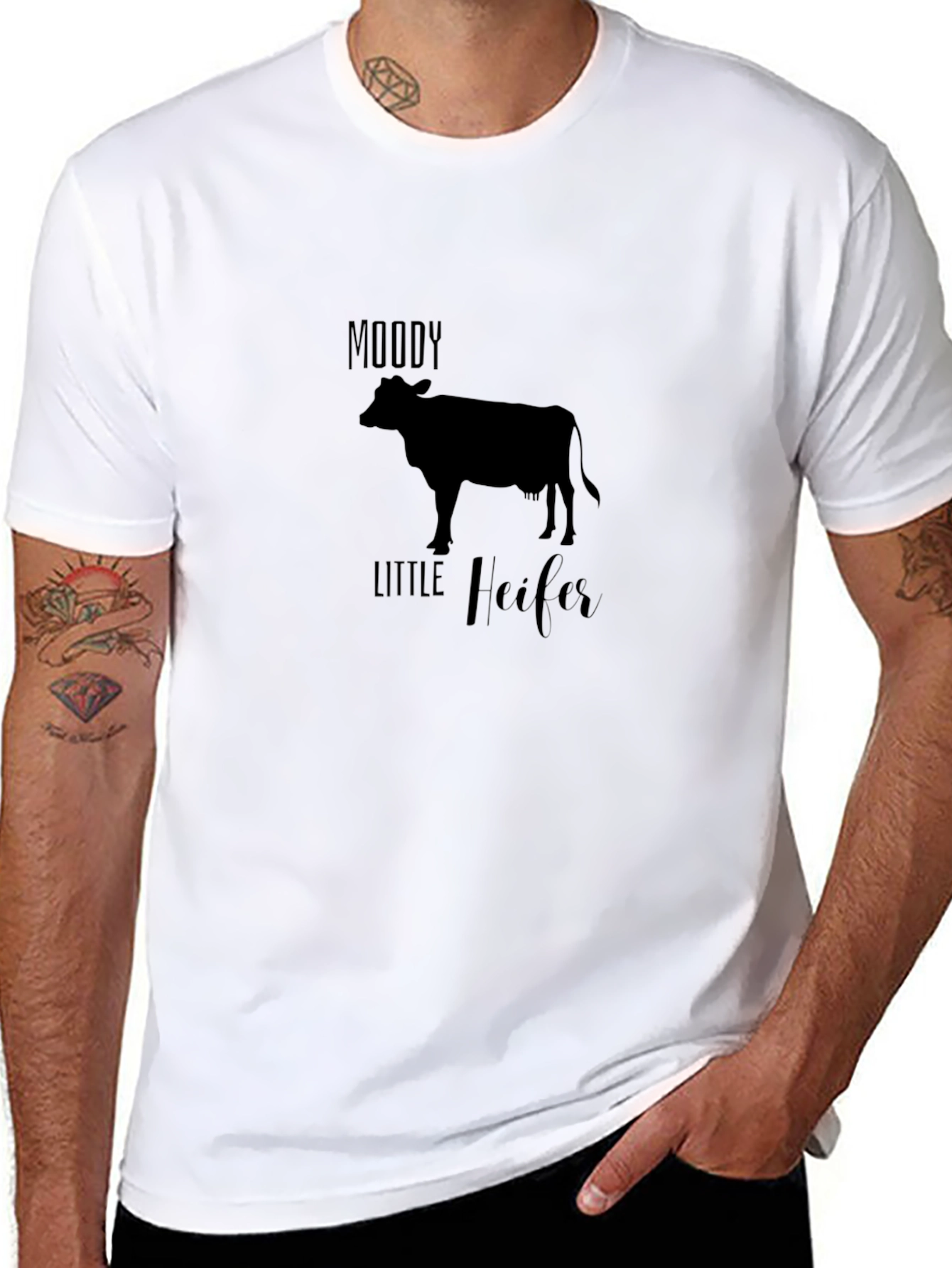 Moody Little Heifer Black Tee