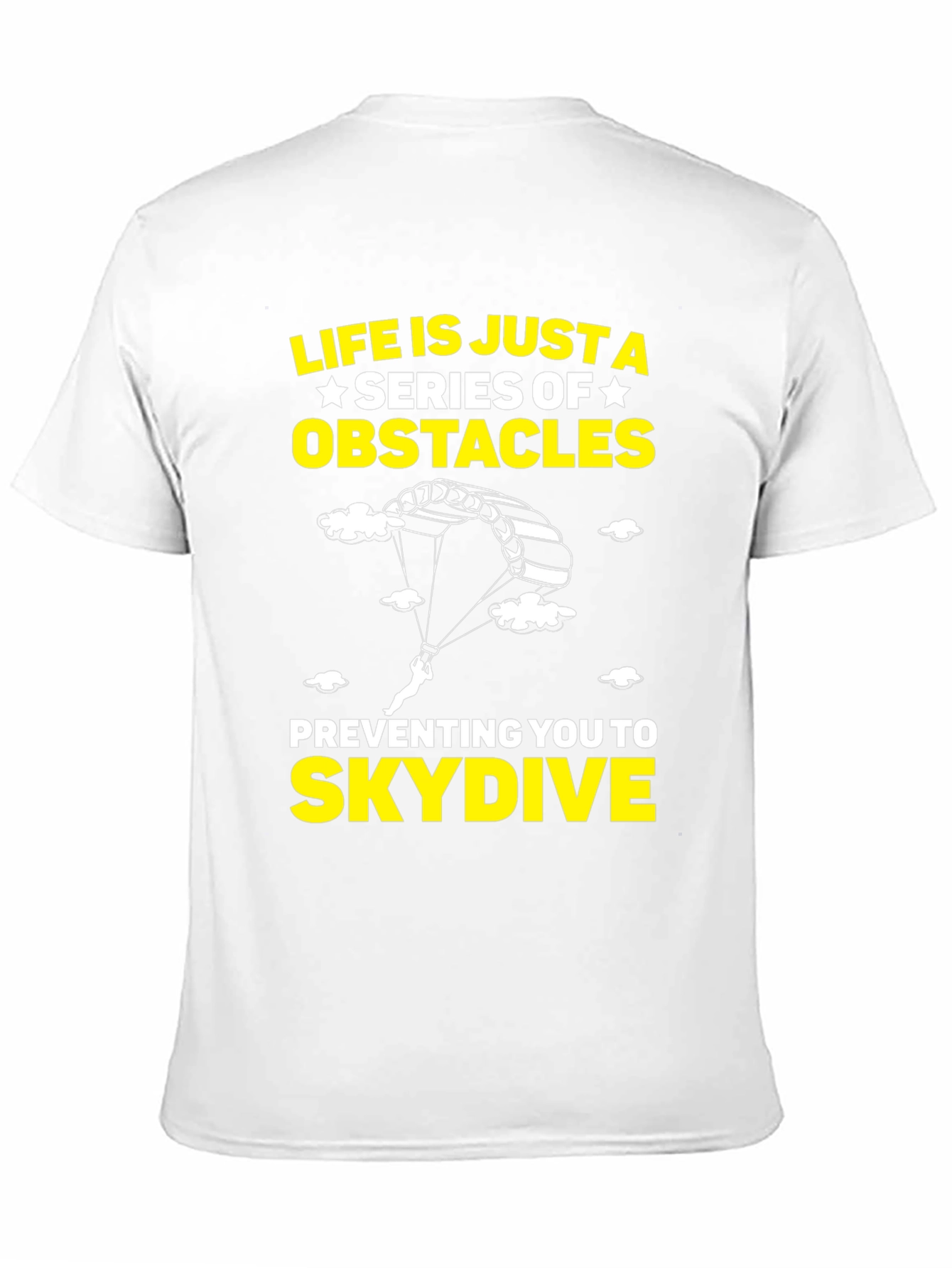 Life Obstacles Skydive Black Graphic T-Shirt