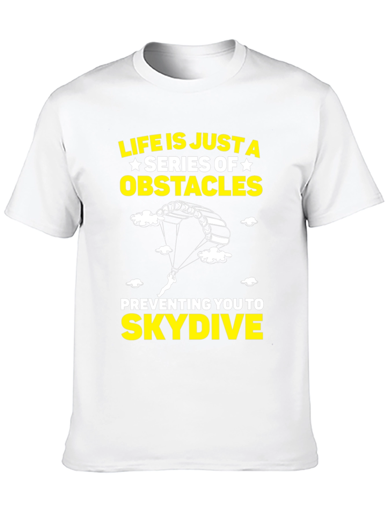 Life Obstacles Skydive Black Graphic T-Shirt