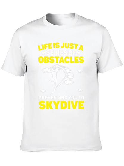 Life Obstacles Skydive Black Graphic T-Shirt