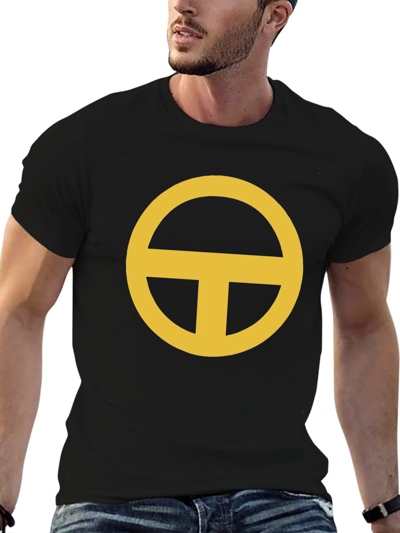 Black T-Shirt with Gold Circle-T Design